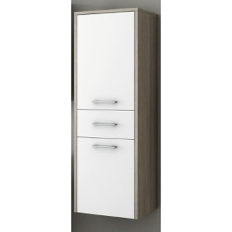 Glossy White and Larch Canapa Tall Storage Cabinet ACF C133WL
